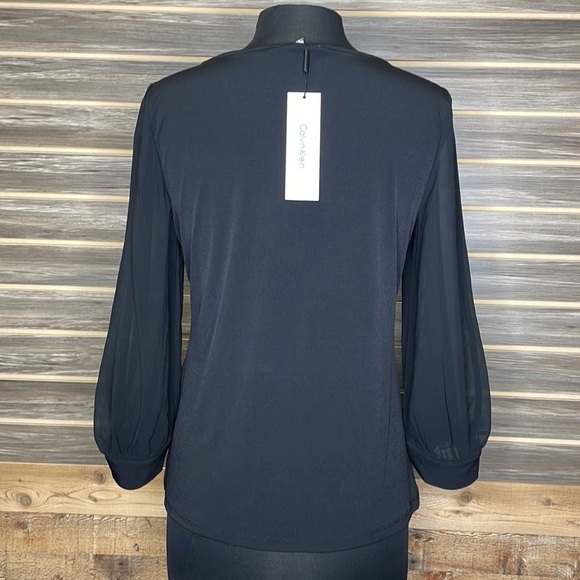 Calvin Klein Black Blouson Sleeve Top Small - Picture 3 of 7